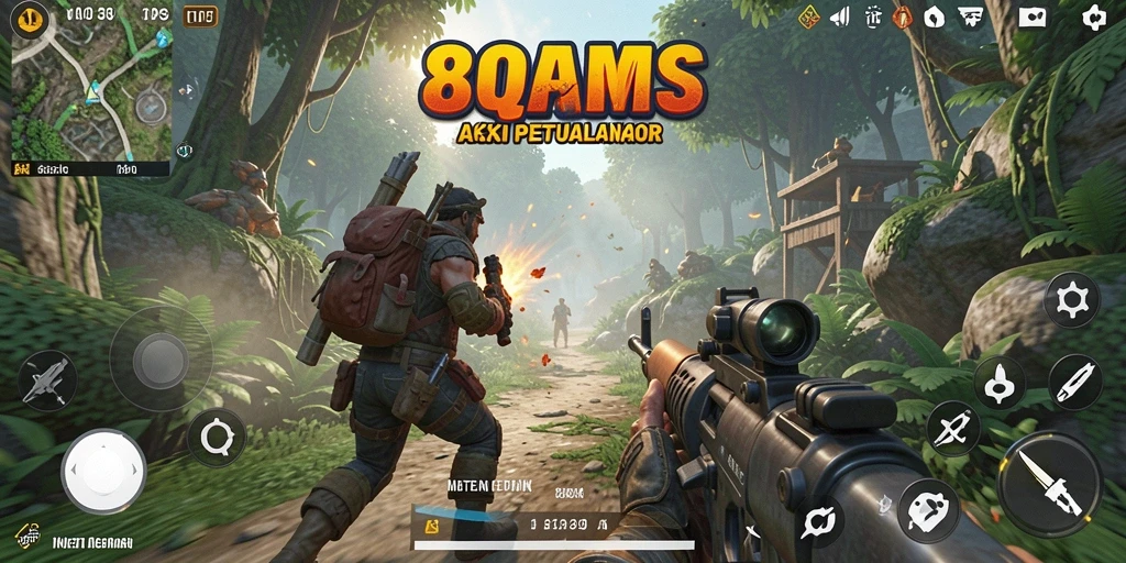 Screenshot gameplay 8QR menampilkan aksi TPS mendebarkan.