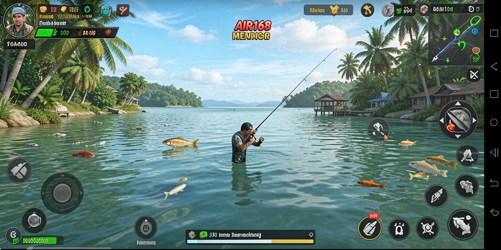 Tampilan gameplay AIR168 menampilkan suasana memancing yang realistis dan menarik.