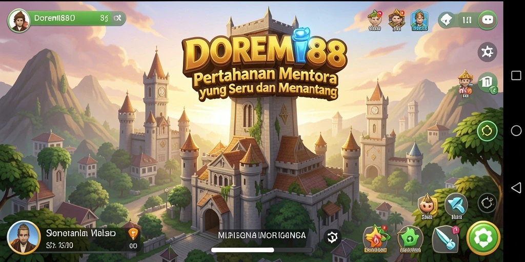 Screenshot DOREMI88 menampilkan aksi seru dalam pertempuran Tower Defense.