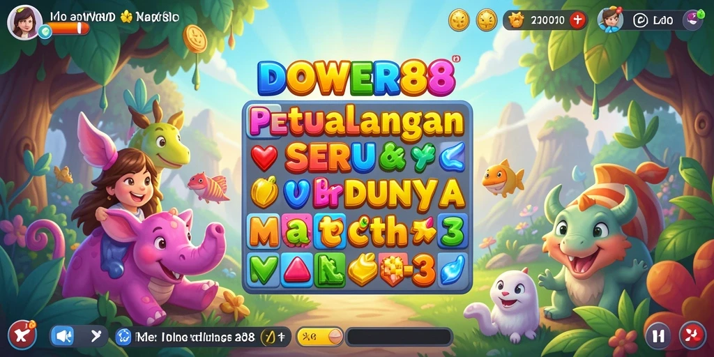 Screenshot DOWER88 menunjukkan gameplay Match-3 yang seru dan menantang.