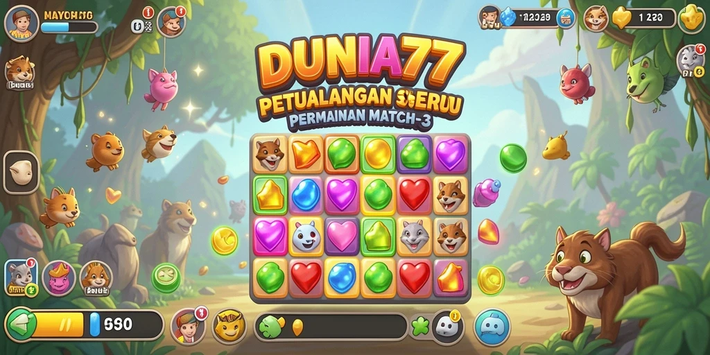 Gameplay seru DUNIA77 dengan kombinasi warna yang menarik.