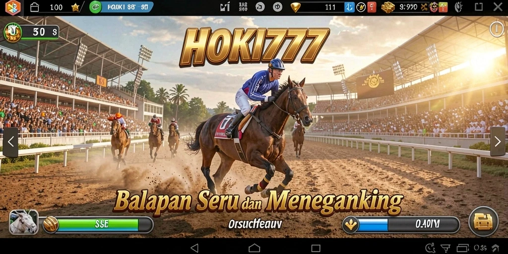 Tampilan gameplay HOKI777 dengan aksi balap yang seru dan mendebarkan.