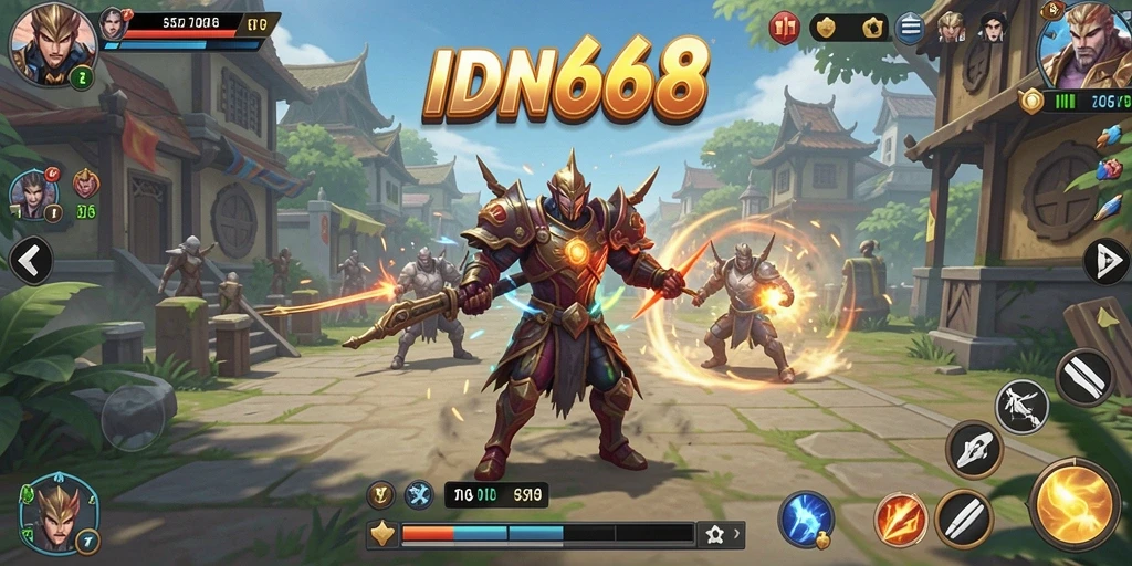 Tangkapan layar IDN668 menampilkan aksi pertempuran strategi yang mendebarkan.