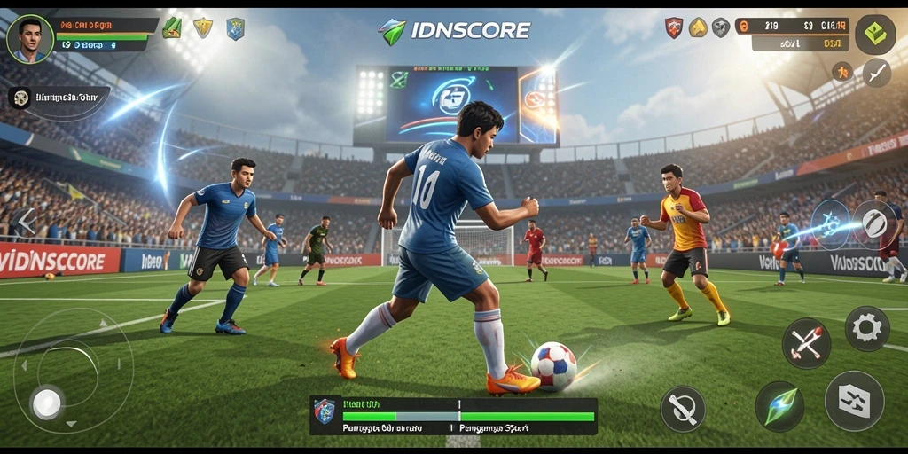 Screenshot IDNSCORE menampilkan aksi seru dalam permainan olahraga dengan grafis menawan.