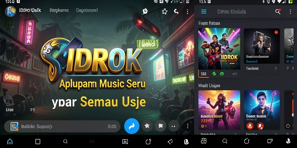 Tampilan screenshot utama <strong>IDROK</strong> dengan fitur musik yang interaktif.