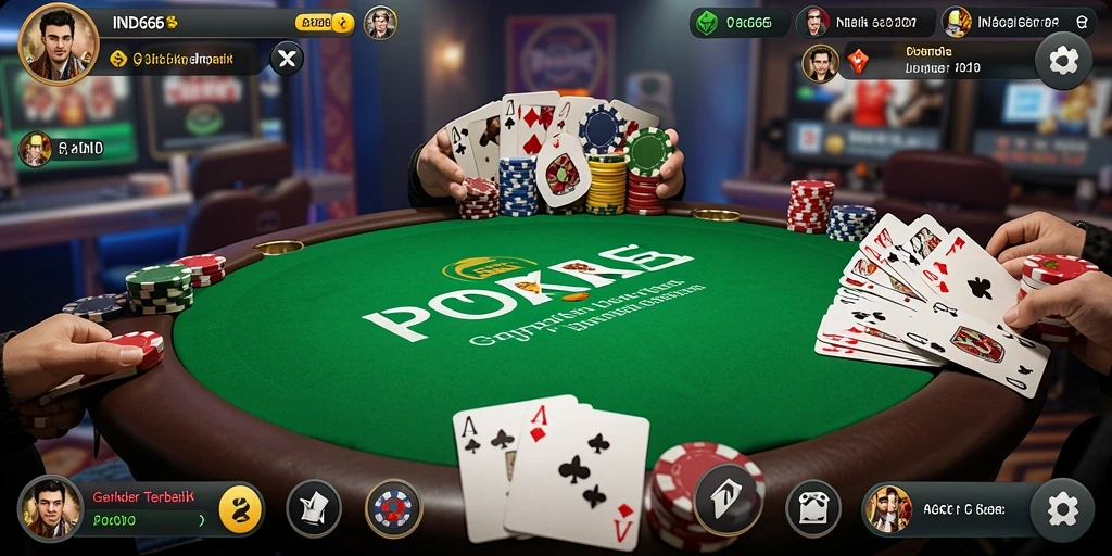 Screenshot IND666 menampilkan gameplay Poker yang menegangkan dan menarik.
