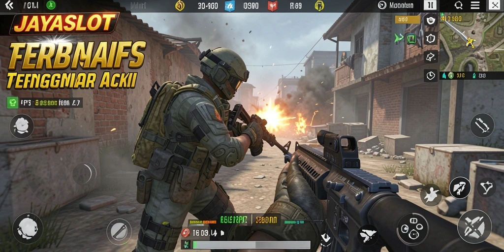Screenshot menampilkan aksi mendebarkan dari gameplay FPS JAYASLOT.