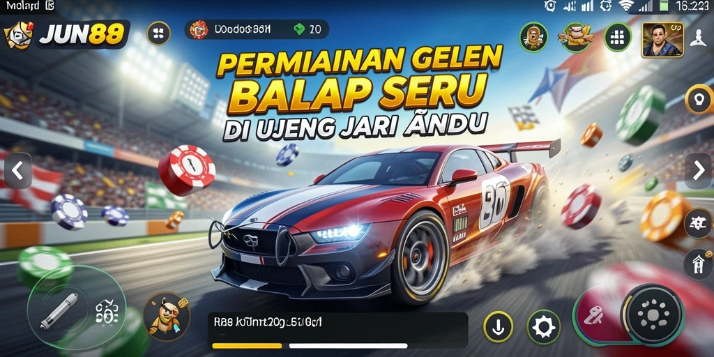 Gameplay Racing yang mendebarkan dari JUN88 dengan mobil cepat.