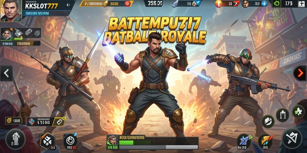 Screenshot KKSLOT777 yang menampilkan pertempuran seru dalam game Battle Royale.