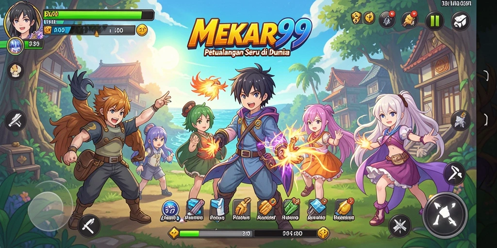 Tampilan gameplay MEKAR99 yang memikat dengan karakter Anime.