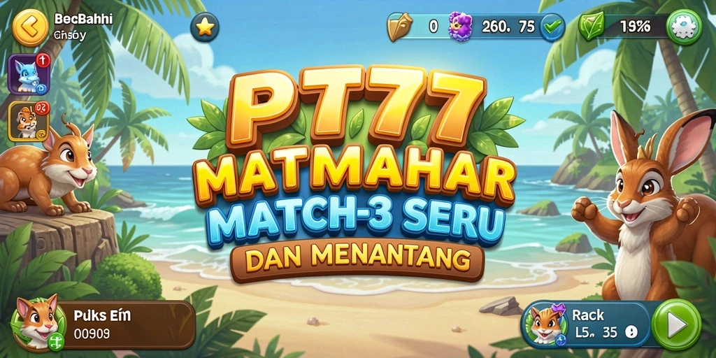 Tampilan gameplay Match-3 yang menarik dan penuh warna.