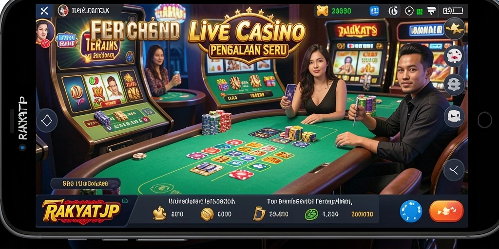 Tampilan gameplay RAKYATJP dalam sesi Live Casino yang seru.