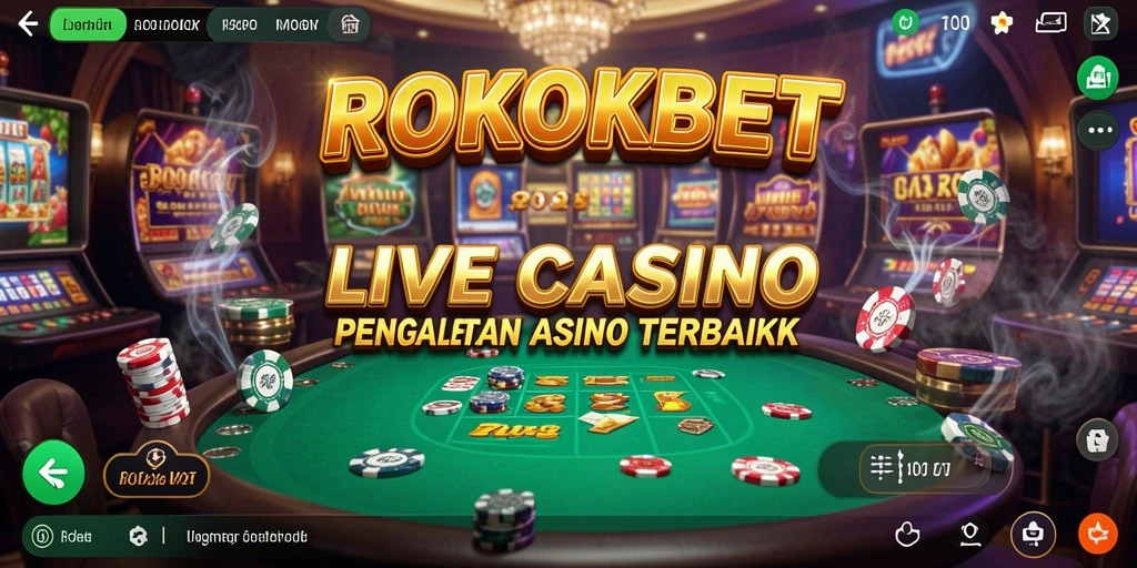 Screenshot gameplay ROKOKBET menampilkan dealer kasino yang profesional dan interaksi langsung.