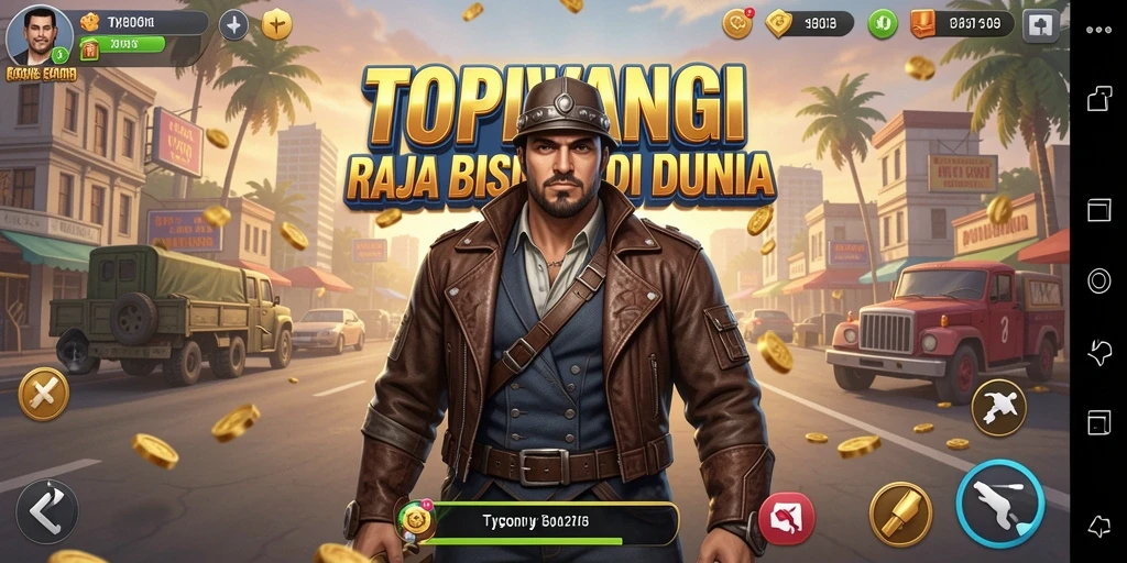 Tampilan gameplay <strong>TOPIWANGI</strong> yang menggugah semangat bisnis.