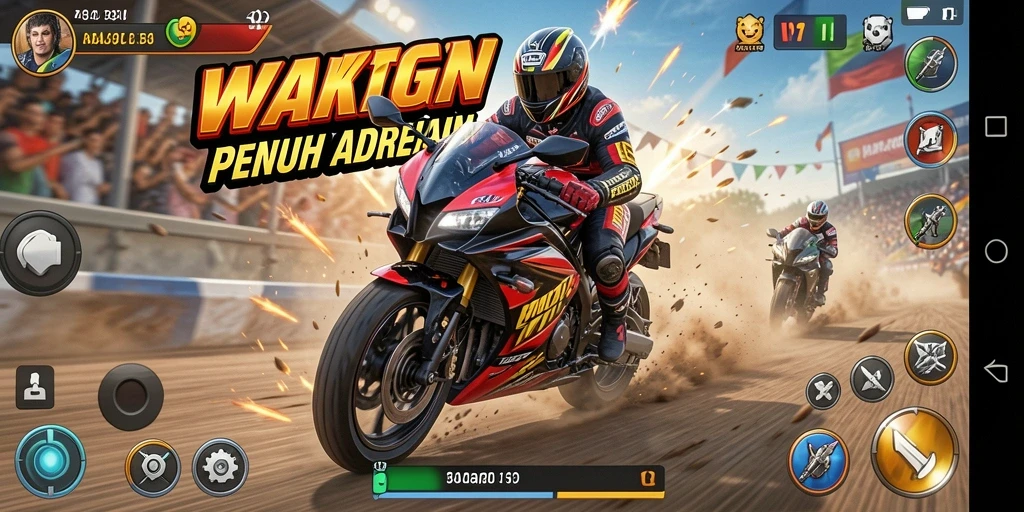 Gameplay mendebarkan WAKTOGEL dalam balapan motor.