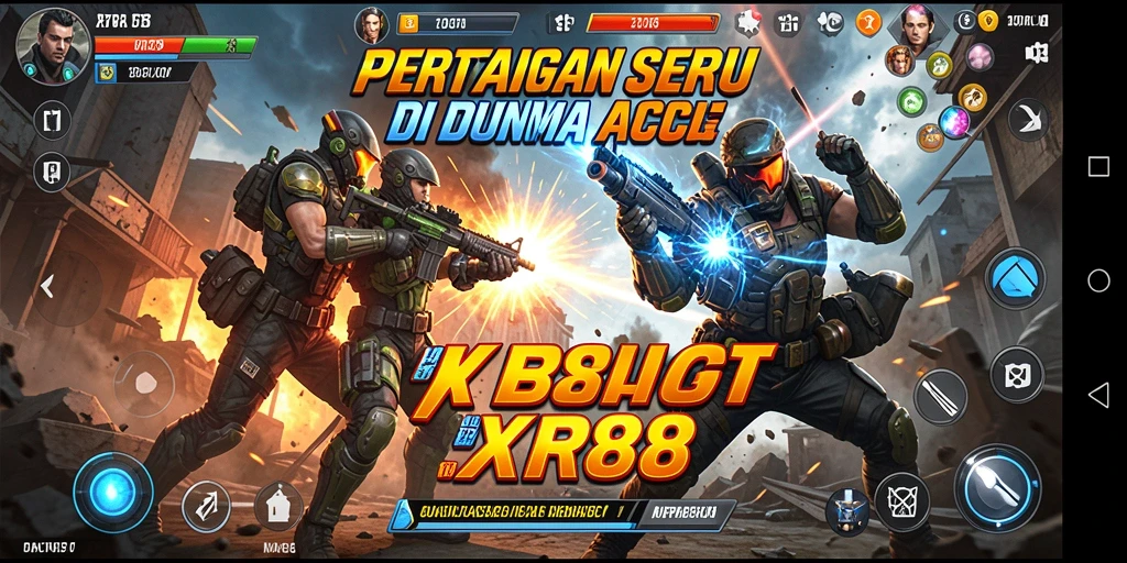 Screenshot XR88 menunjukkan aksi pertempuran yang mendebarkan dan dinamis.
